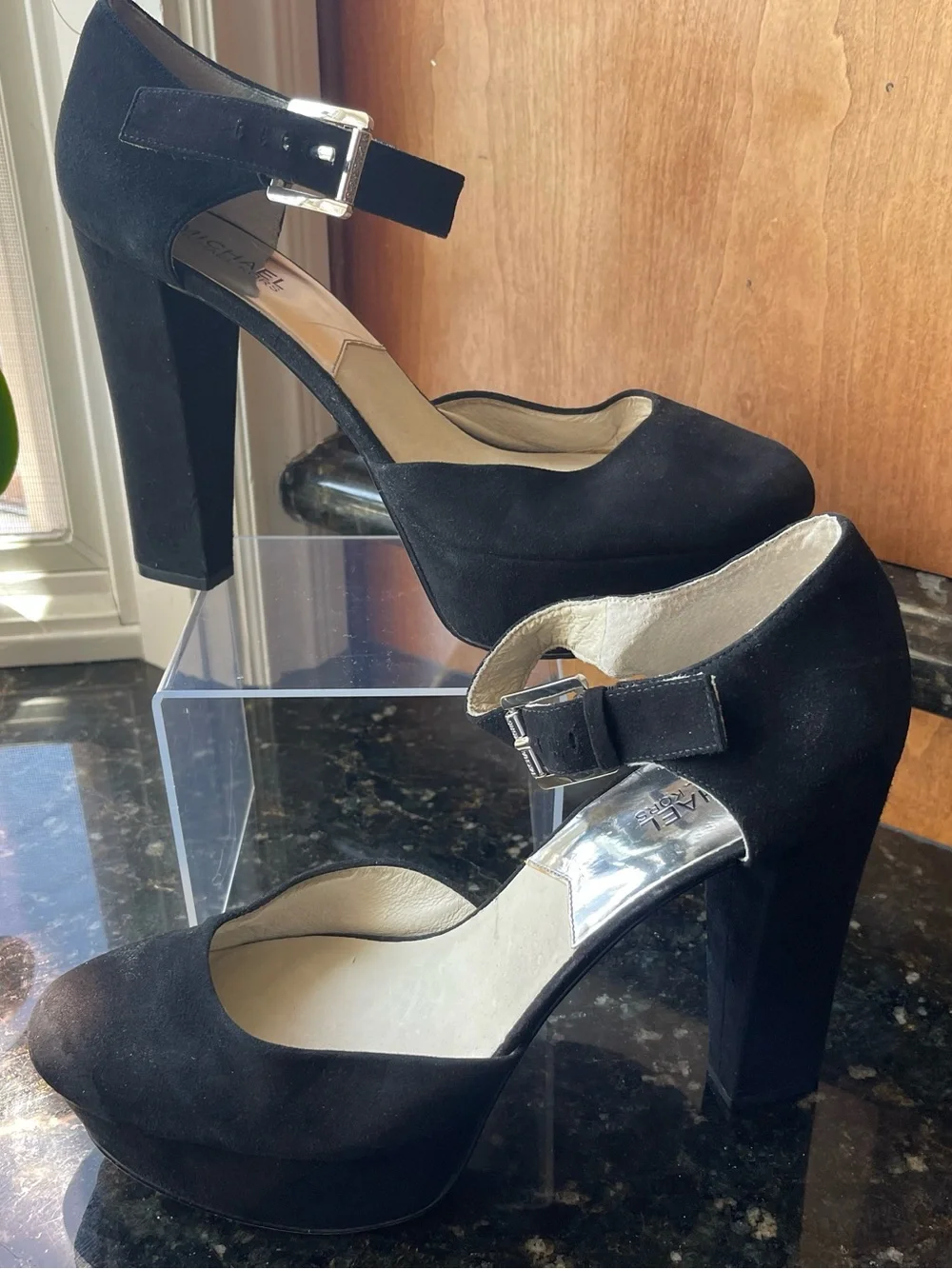 MICHAEL Michael Kors Black Suede Ankle-Strap Heels